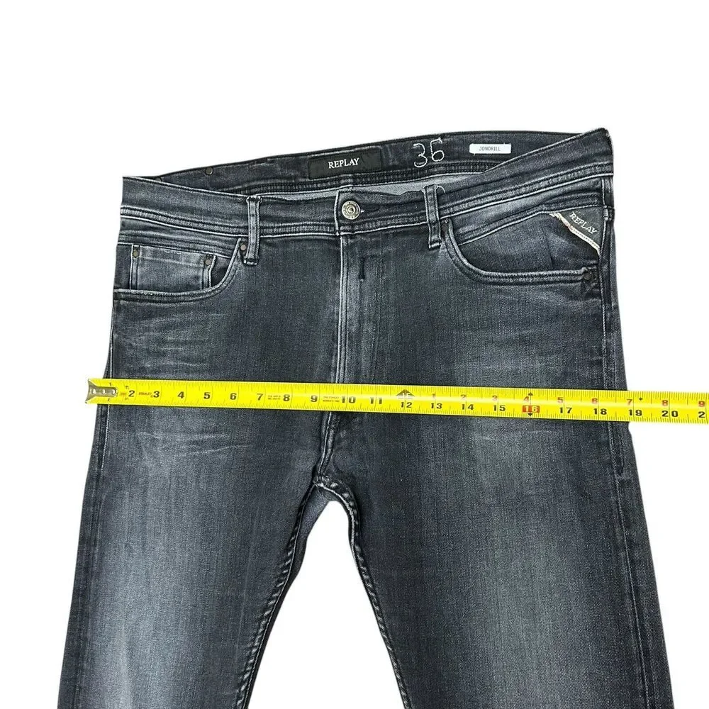Replay Jeans‎ Men's W36 L33 JONDRILL Slim Stretch Black Denim Zip Fly